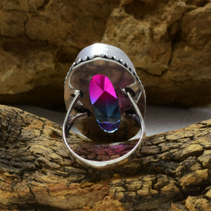 Bague en tourmaline bicolore, argent sterling 925, bague en pierres précieuses faite à la main pour femmes - Product Image 3