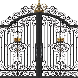 Modern Wrought Iron Home Front Gate Design for Outdoor Use – <b>Secure</b> Steel Compound Wall Gate with Elegant Decorative Style - Product Image 6
