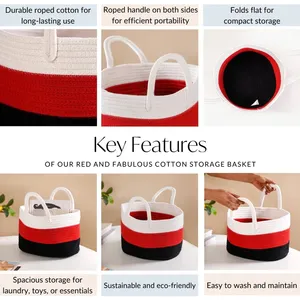 Multipurpose 100% Cotton Eco-Friendly Modern <b>Rectangle</b> <b>Storage</b> <b>Basket</b> for Drink/Food Organization Multifunction Home Use - Product Image 3