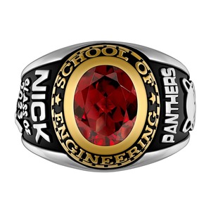 Anillo de Graduación Personalizado de Plata Esterlina 925 para Hombre, con Piedra de Nacimiento Ovalada en Oro Rosa, para Estudiantes de Secundaria y Universidad - Product Image 2