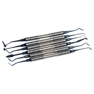 BAFA SURGICAL INSTRUMENTS Juego de 6 piezas para relleno de resina compuesta dental, herramienta ergonómica con mango grueso y cabeza chapada en titanio - Product Image 2