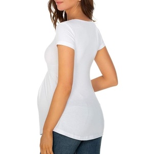 Camiseta de Maternidad Transpirable de Último Diseño 2026, Color Blanco, Manga Corta, Hecha de Algodón, para Lactancia, Venta al Por Mayor - Product Image 2