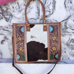 Sac fourre-tout en cuir sculpté à la main par un designer, élégant sac à main en cuir, sacs en cuir de vachette pour femmes, multi-usages - Product Image 1