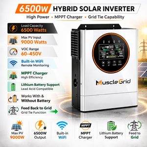 Inversor Solar Híbrido MuscleGrid Serie Focus de 48V, 12kW, 230V, 50Hz, 160A, MPPT, WiFi, Onda Sinusoidal Pura, Monofásico, 99% de Eficiencia, 11kg - Product Image 4