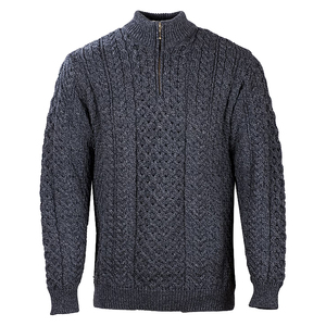 Pulls en laine tricotée épaisse de haute qualité pour hommes, style décontracté, col montant, manches longues, demi-zip, vêtements d'extérieur élégants et personnalisables - Product Image 1