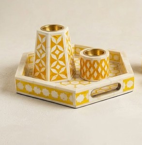 Newest Design Cheap Prices Handcrafted Bone Inlay Bakhoor <b>Set</b> for Eid Ramadan Corporate Gifting Resin Craft Arabic Aromatherapy - Product Image 1