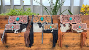 2025 Hot Sale 2 Piece bag Set Vintage Design Hand <b>Tooled</b> Cowhide <b>Leather</b> Handbag & Hand <b>Tooled</b> Cowhide <b>Leather</b> Clutch for Women - Product Image 5