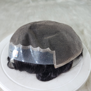 Peluca de peluquín de pelo Remy humano 100%, modelo de encaje completo, cuerpo indio de densidad 110% y ondas de agua profundas, estilo recto para hombres calvos - Product Image 3