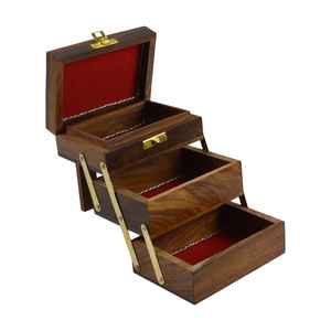 Eco Friendly Wooden Storage Boxes <b>Set</b> Natural Rustic Organizer with Cut Out Handles for Home Kitchen Office Garden Use - Product Image 2