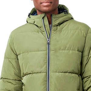 Veste matelassée en toile à capuche personnalisée pour homme avec logo sur le devant, imperméable, respirante, écologique, chauffante, pour l'hiver, en polyester - Product Image 4