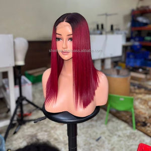 Perruque frontale en dentelle rouge bordeaux droite à partir de 100% cheveux humains vietnamiens bruts donneur unique et cheveux vierges - Product Image 5