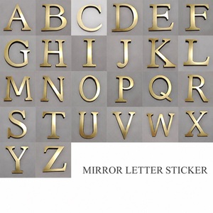 Autocollants en lettres acryliques miroir dorés personnalisés, autocollants muraux en alphabet 3D autocollants pour la décoration de la maison et des mariages - Product Image 1