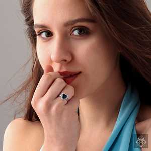 Anillo de banda de cristal de corazón AD antideslustre de tamaño ajustable PRAO - Product Image 2