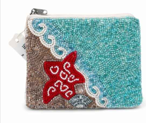 Porte-monnaie Tyvek en forme d'étoile de mer pour femme, pochette ouverte, mini-portefeuille thème plage, design océan, avec dragonne, grande taille - Product Image 2