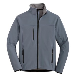 Veste en polaire grise pour homme avec logo personnalisé, col montant, confortable, décontractée, pour l'extérieur, vêtements d'hiver respirants, coupe régulière - Product Image 1