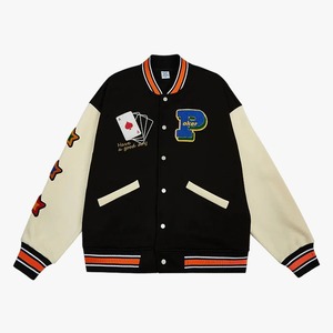 เสื้อแจ็คเก็ตฟลีซผู้ชายทรงเบสบอลบุผ้ากำมะหยี่ตัดต่อสีสันสไตล์ลำลองคอตั้งติดกระดุมหน้าสำหรับฤดูใบไม้ร่วง - Product Image 2