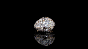 High End Multi-Row Pave Lab Grown Diamond 14K Gold Dome Style <b>Statement</b> Cocktail <b>Ring</b> IGI Certified Anniversary Wedding Jewelry - Product Image 4