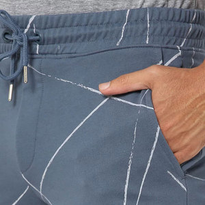 Men Blue Geometric Print Bermuda Shorts <b>Mid</b> Waist Drawstring Casual Style With Pockets Quick Dry Fabric - Product Image 6