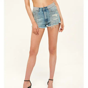 Shorts de Mezclilla Clásicos Vintage de Cintura Alta, Azules, de Pierna Ancha, Casuales de Verano para Mujer - Product Image 1