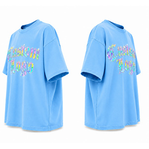 Camiseta Oversize Personalizada de Estilo Urbano para Hombre |   Tela Jersey 100% Algodón |   Estampado digital arcoíris con detalles reflectantes |   220g | - Product Image 1