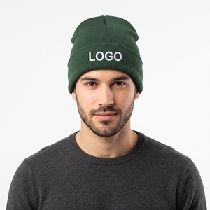 Ensemble bonnet et écharpe d'hiver unisexe personnalisé en tricot vert avec logo brodé, en acrylique doux, chaud, coupe-vent, pour le ski et les activités de plein air - Product Image 1