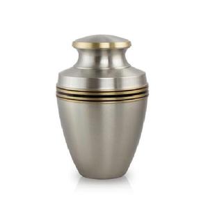 Dark Blue Metal Cremation Urn Matte Finish Flying Birds Design Sympathy <b>Memorial</b> Container Round Shape Modern Style - Product Image 4