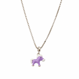 Collier pendentif dinosaure violet en argent sterling 925, breloque animal de dessin animé émaillée, bijoux pour femme poli miroir, usage quotidien - Product Image 2