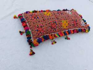 Hand Embroidered Boho Lumbar <b>Cushion</b> <b>Cover</b> vintage - Product Image 3