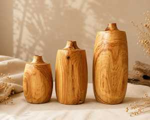 Vase à fleurs en bois fait main, économique, pour cadeaux de pendaison de crémaillère, décoration intérieure et design d'intérieur de bureau - Product Image 1