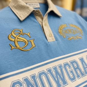 Snowgrace Short for Shirt V-neck Embroidered Logo Relaxed Fit Unisex Adults Spring Summer Breathable Striped Polyester Jersey - Product Image 5