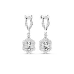 Pendientes de Diamantes Cultivados en Laboratorio, Redondos y Ovalados, en Oro Blanco de 14K para Mujer |   Diamante Cultivado Nuevo - Product Image 1