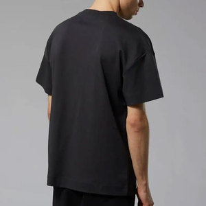 T-shirt en coton noir pour homme, coupe classique, col rond, manches courtes, jersey uni décontracté, design avec logo sur le devant - Product Image 2