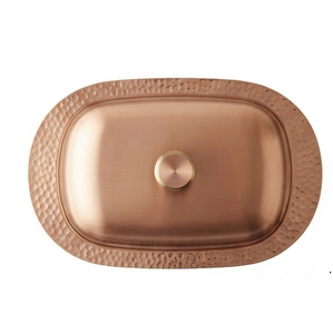 Beurrier en cuivre doré avec couvercle, vaisselle en métal artisanale, design minimaliste, couleur unie, utilisation en cuisine - Product Image 4