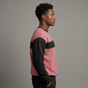 Sweat-shirts d'hiver OEM de haute qualité, grandes tailles, coupe ample, col rond, bicolore, logo personnalisé, 100% coton. - Product Image 2