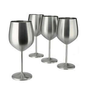Hourglass Design <b>Stainless</b> Steel Wine <b>Glass</b> 20.5cm Minimalist Design Unbreakable Party Goblet Set of 2Western Drinking <b>Glass</b> - Product Image 4