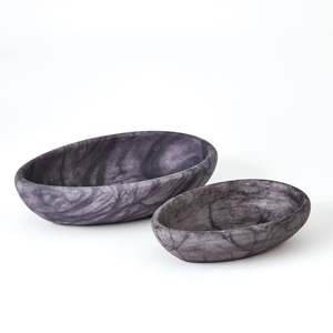 Bol décoratif en marbre noir au design classique, bol centre de table en pierre naturelle pour la décoration moderne de la maison et des hôtels, fournisseurs en gros - Product Image 1