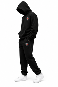 Custom Unisex <b>Black</b> Regular 100% Cotton Printed Eco-Friendly Tracksuit Hooded Solid Color Full Length Breathable Casual Winter - Product Image 4