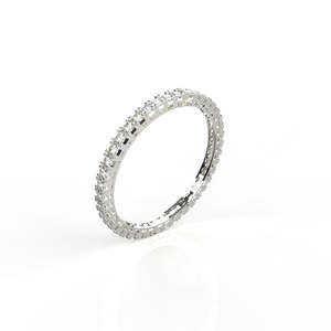 Anillo de Eternidad de Diamantes en Oro Blanco para Mujer, Corte Brillante Redondo, Diamantes Naturales con Certificación GIA, Joyería Clásica de Compromiso - Product Image 1