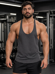 Men's <b>Vintage</b> Beading Polyester/Cotton Blend Knitted <b>Tank</b> <b>Top</b> Solid Color Quick Dry Breathable Sporty Casual Gym Workout - Product Image 3