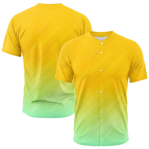 Maillot de baseball personnalisé jaune-vert dégradé pour homme, manches courtes, anti-humidité, coupe athlétique, tenue d'équipe - Product Image 2