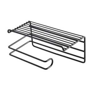 Adhesive <b>Black</b> Toilet <b>Paper</b> Holder Wall Mounted Wood Anti-Slip American Style Bathroom <b>Tissue</b> Roll Dispenser Mobile Phone Shelf - Product Image 5