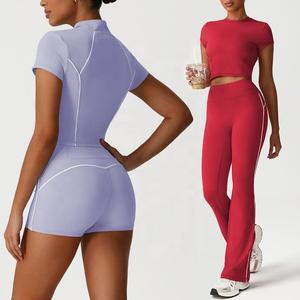 Conjunto Deportivo de 3 Piezas para Mujer, de Secado Rápido, Transpirable, con Leggings de Manga Larga, Chaqueta de Compresión y Sujetador Deportivo para Yoga, Gimnasio y Entrenamiento - Product Image 1