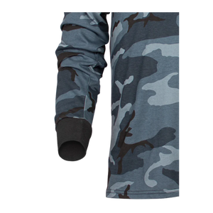 Premium Printed Boys <b>Long</b>-Sleeve Waffle-Knit Thermal Crew Neck Shirt – Blue/Grey Camo - Product Image 3