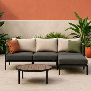 Sofá Moderno para Exteriores con Estructura de Aluminio, Cama de Patio Acolchada, Asientos para Jardín - Product Image 1