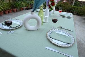 High Quality Handmade Modern Linen <b>Square</b> Customizable Eco-Friendly Washable Durable Solid Pattern Soft Textured <b>Tablecloth</b> - Product Image 3