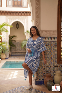 Printed Rayon <b>Kaftan</b> Dress Women V Neck A Line Resort Wear OEM ODM Manufacturer Customized Fabric Supplier - Product Image 2