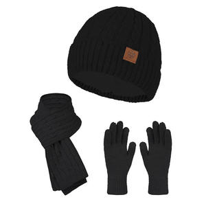 Conjunto de Gorro, Bufanda y Guantes de Invierno, Forrados de Felpa, 100% Algodón, Diseño de Leopardo, Lavados, 3 Piezas, Tejido, Personalizado OEM - Product Image 4