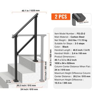 2 Pezzi Corrimano per Scale Esterne a 2-3 Gradini in Acciaio al Carbonio con Kit di Installazione - Dispositivi Ausiliari per una Navigazione Sicura - Product Image 1
