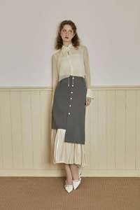 กระโปรงผู้หญิงขายส่ง KV35 วินเทจ โมเดิร์น / อาร์ตแวร์ / หรูหรา เอวสูง สีพื้น ใส่ได้ทุกฤดู DAISY - กระโปรงผ้าออร์แกนซ่าเมทัลลิก - Product Image 4