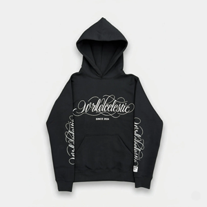 Sweat à capuche noir pour homme, surdimensionné, en coton, style streetwear, avec logo imprimé sur le devant, pour l'automne - Product Image 3
